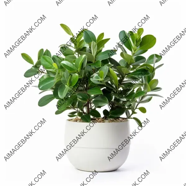 Green Elegance: Pot Plant Foliage on a White Background