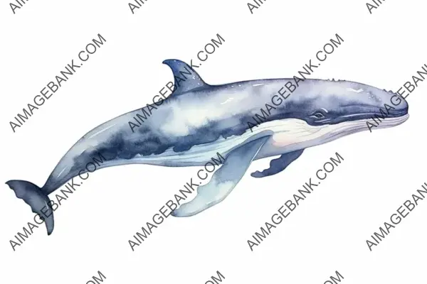 Graceful Giant: Watercolor Illustration of a Swimming Whale