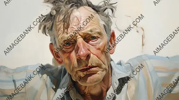 Lucian Freud Tribute: Intimate Portrait in Pencil, Ink, and Paint