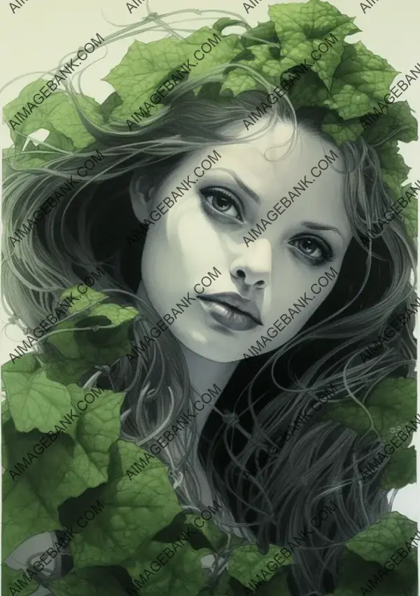 Artistic Vision: New Green Drawing with Ivy Style