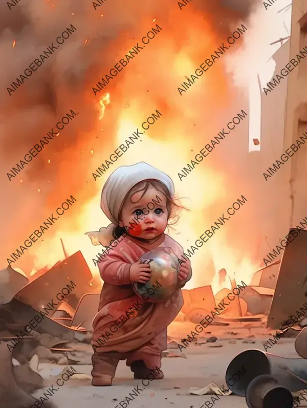 Cute Iraqi Girl with Pacifier in Her Mouth