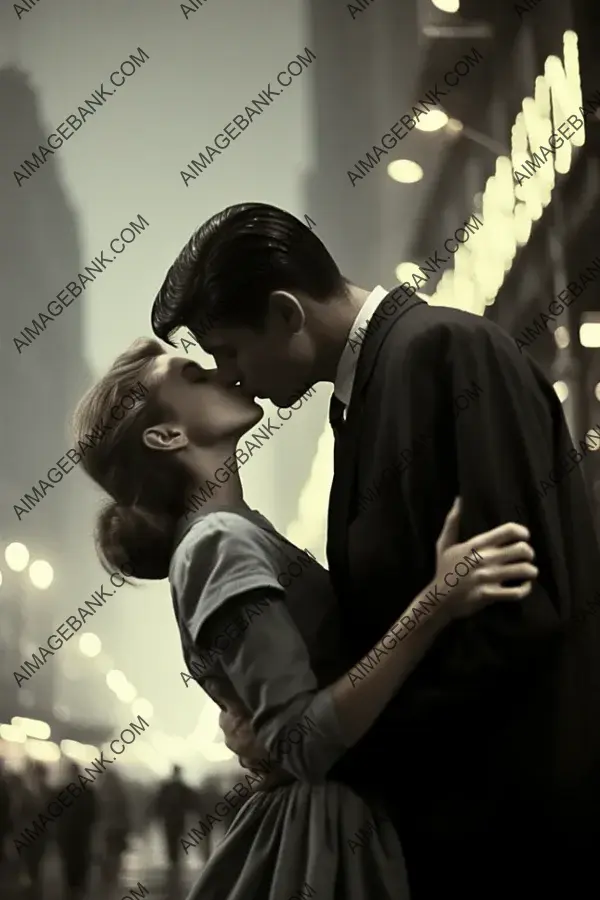 A Memorable Kiss: Times Square in Black and White