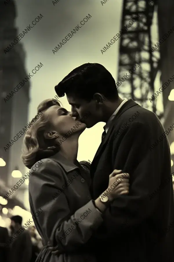 Black and White Beauty: A Captivating Kiss in Times Square