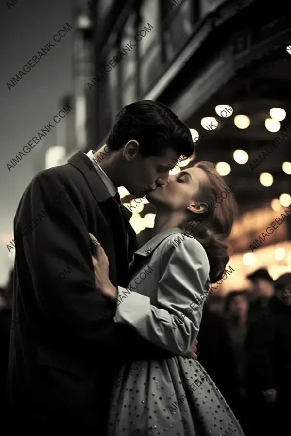 A Captivating Moment: Times Square Kiss in Black and White