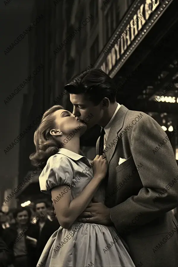 Black and White Love: A Kiss to Remember in Times Square