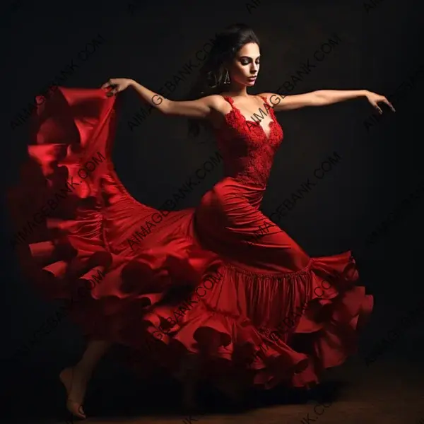 Flowy Red Dress: Captivating Flamenco Dancer Portraits