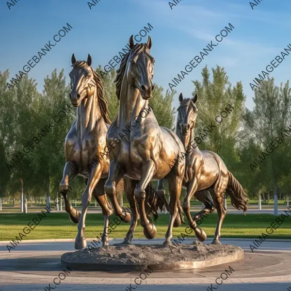 The Elegance of Bronze: Three Graceful Horses