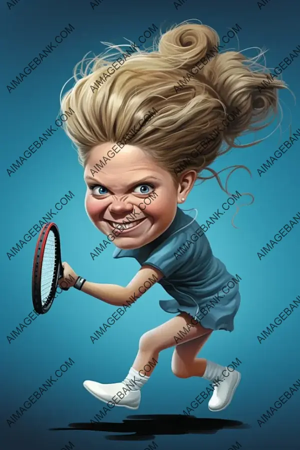 Kim Clijsters: Tennis Excellence in Striking Artistic Caricature