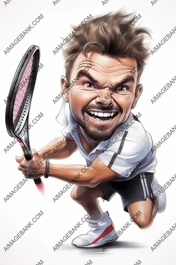 Stan Wawrinka in Caricatures: Tennis&#8217;s Swiss Maestro in Art