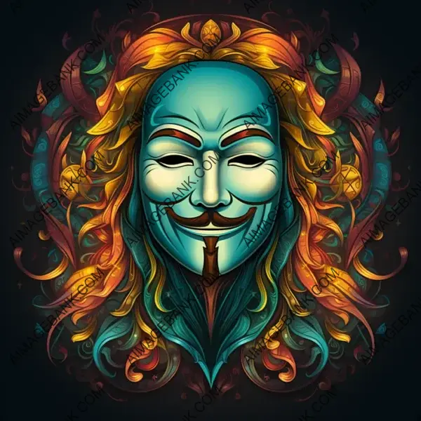 Guy Fawkes Mask in Neon Artwork for a Captivating Look