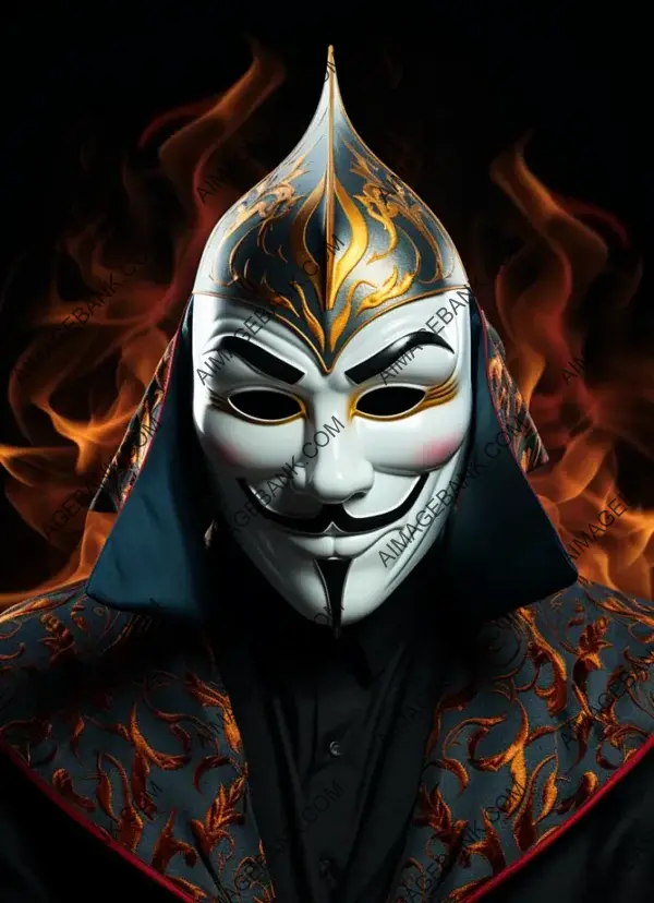 Neon Guy Fawkes Mask in Artwork with Exquisite Detail