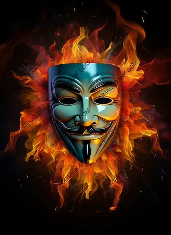 Colorful and Neon Guy Fawkes Mask in Artwork