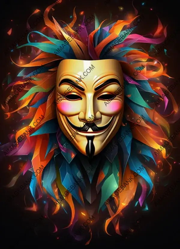 Neon Artwork of Guy Fawkes Mask for a Captivating Look