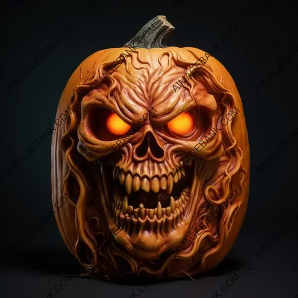 Carved-Out Pumpkin in October: Scary Halloween