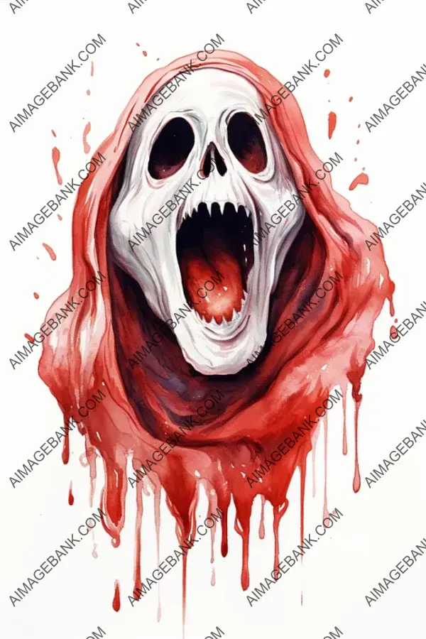 Watercolor Art of Scream Ghostface for Halloween