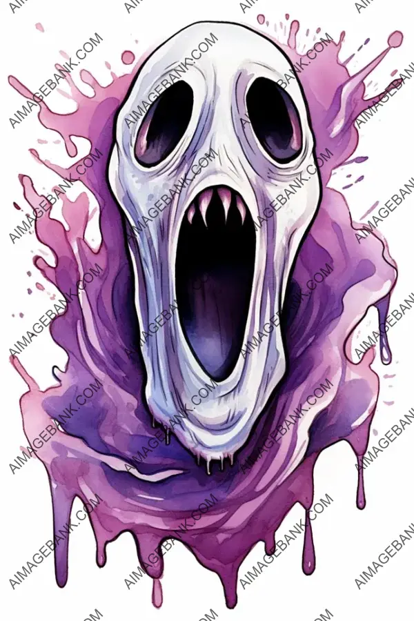 Adorable Scream Ghostface Mascot in Watercolors