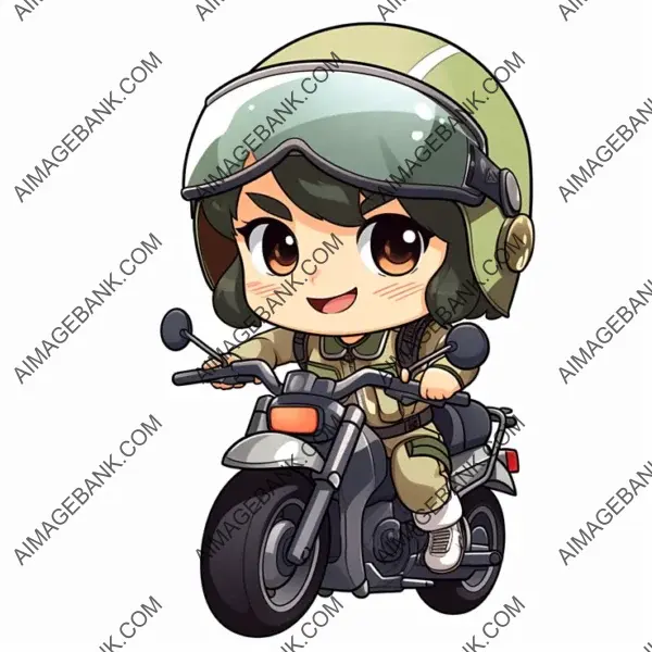 Smiling Alisa on a Big Motorcycle in Isolation