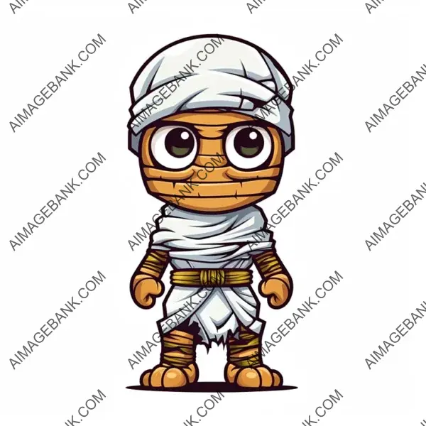 Bold Outline Illustration of a Halloween Cartoon Mascot Mummy101