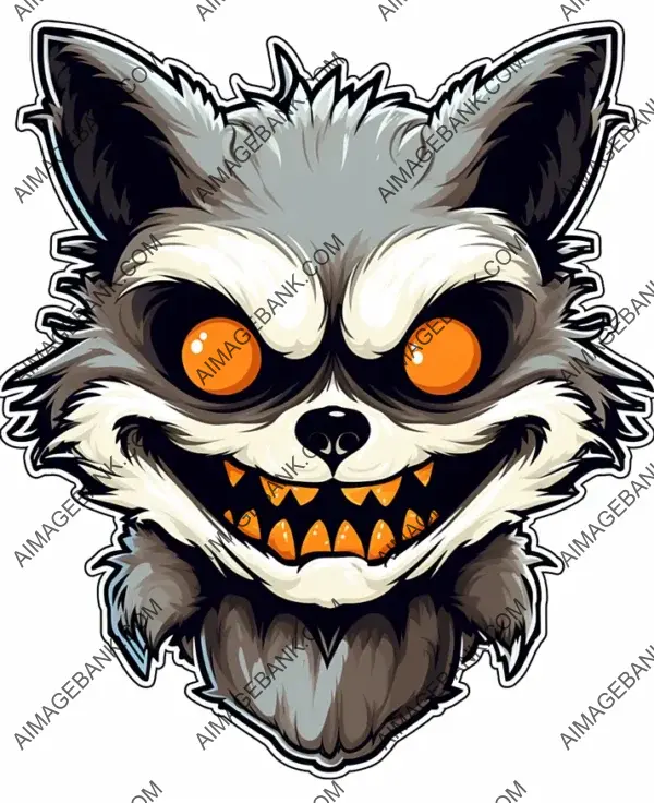 Sticker of a Raccoon with Halloween Theme in Peter Bagge Style