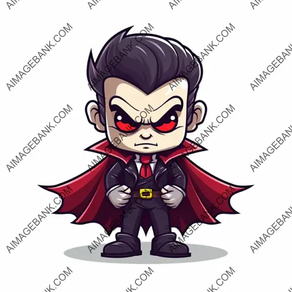 Halloween Cartoon Mascot Vampire with Striking Bold Outline