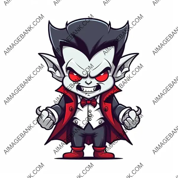 Boldly Outlined Vampire Halloween Cartoon Mascot