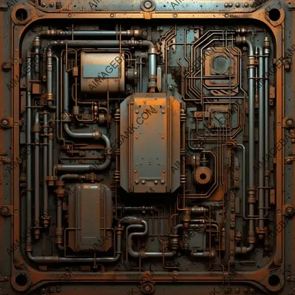 Rusty Metal Intricate Sci-Fi Circuit Texture