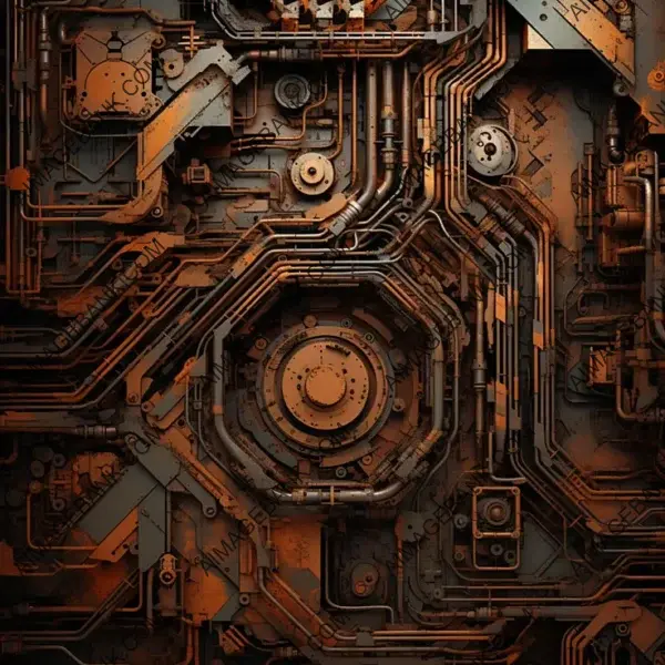 Intricate Rusty Metal Circuit Texture