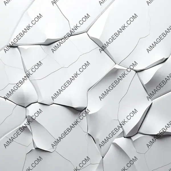 Cracked Pure White Smooth Surface on Textured Tiles