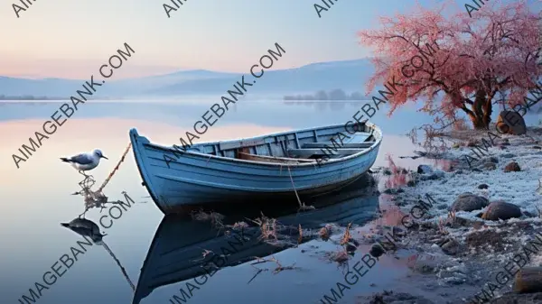 Step into the Serene World of Birds and a Blue Boat