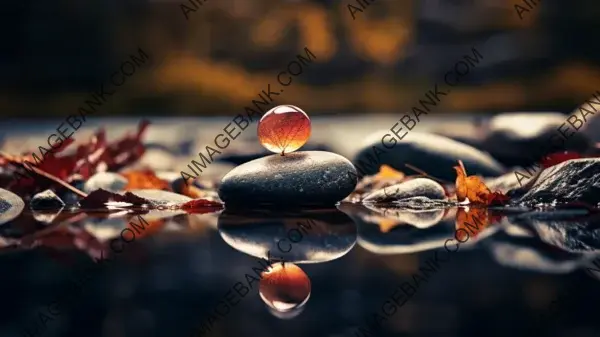 Step into the Tranquil Beauty of Zen Pebbles in an Autumn Landscape with Wallpaper