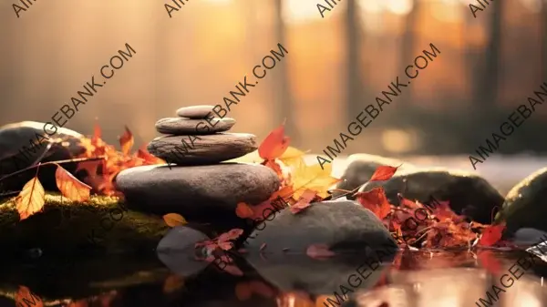 Dive into the Harmony of Zen Pebbles Amidst the Colors of Autumn with Wallpaper