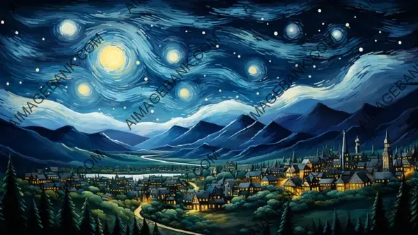 Recreate the Iconic Starry Night by Van Gogh with This Stunning Wallpaper