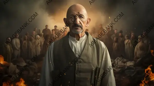 Explore the inspiring world of &#8216;Gandhi&#8217; with Ben Kingsley&#8217;s crafted poster wallpaper.