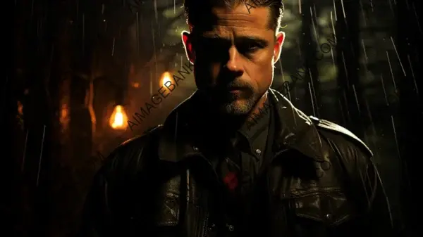 Immerse yourself in the craft of a suspenseful wallpaper inspired by Brad Pitt in &#8216;Inglourious Basterds.&#8217;