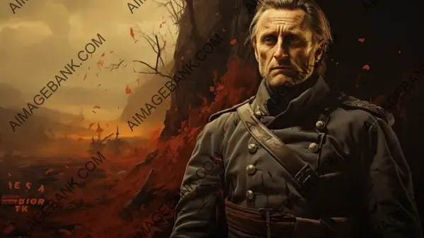 Design a war-themed wallpaper inspired by Kirk Douglas in &#8220;Paths of Glory.&#8221;