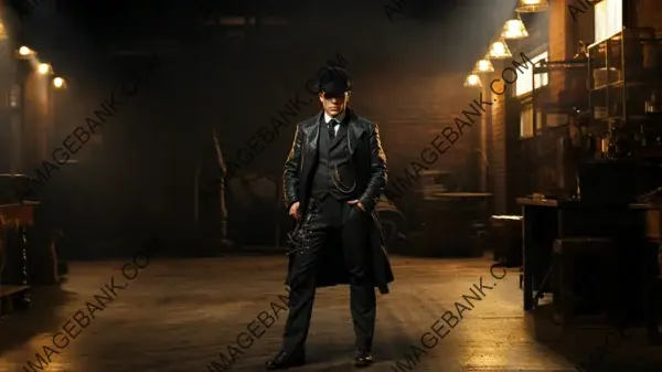 Creative Wallpaper Illustrating the Iconic Fashion of the Peaky Blinders with a Full Body View