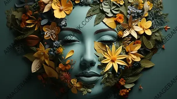 Floral Elegance Meets Woman&#8217;s Face Design &#8211; Wallpaper