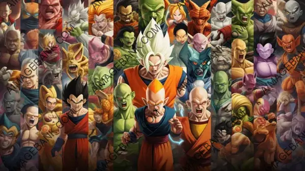 Immerse yourself in the world of Dragon Ball with this character collage wallpaper.