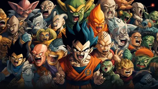 Experience the legends of Dragon Ball through this character collage wallpaper.