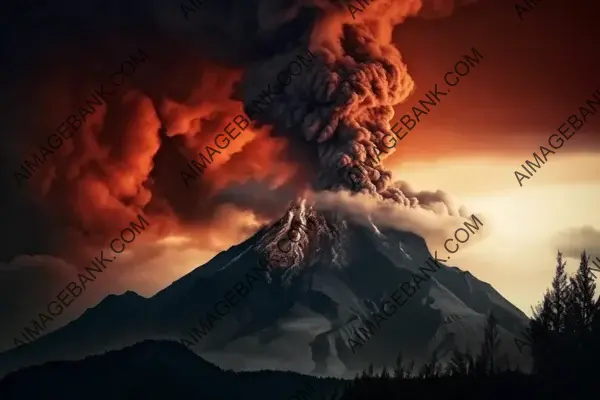 Majestic Mountain Eruption in an Intense Volcanic Display Wallpaper