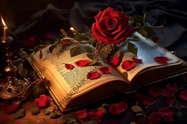 A Mystical Book Adorned with Stunning Roses Wallpaper