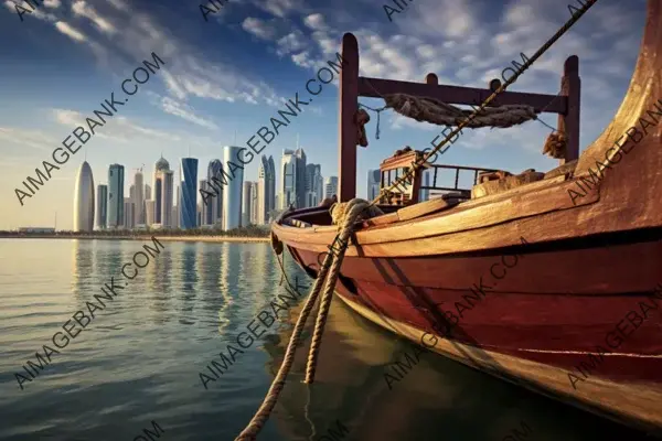 Doha, Qatar, Traditional Boat Docks by the Coast Wallpaper