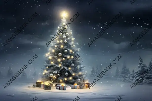 Wallpaper Illuminated with Gray Christmas Greeting