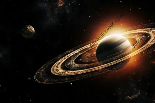 Wallpaper Depicting Saturn and Earth