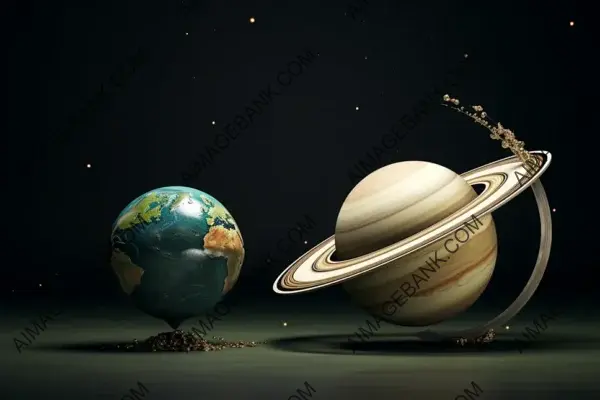 Saturn and Earth Wallpaper