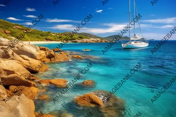 Scenic View of Pristine Water with Sailboat and Rocky &#8211; Wallpaper