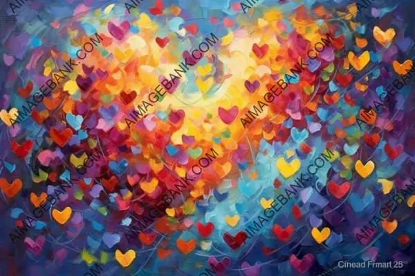 Wallpaper Featuring Vibrant Heart Symbols Oil Painting Depicting Love