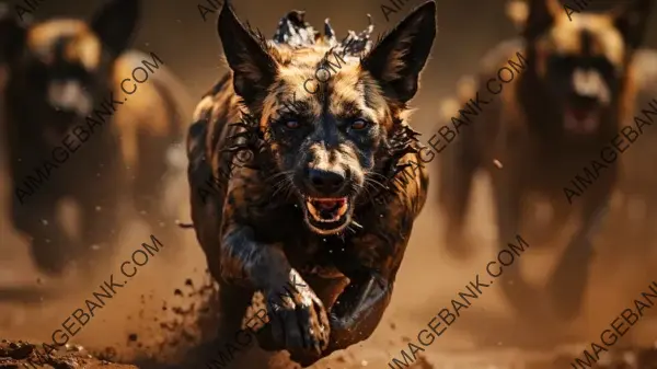 Thrilling African Wild Dog Hunt Wallpaper