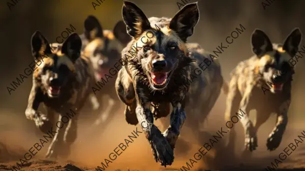 Thrilling African Wild Dog Encounter Wallpaper