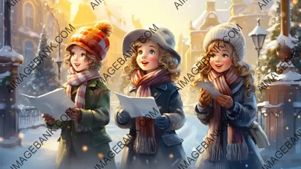 Festive Singing: Christmas Carolers Wallpaper